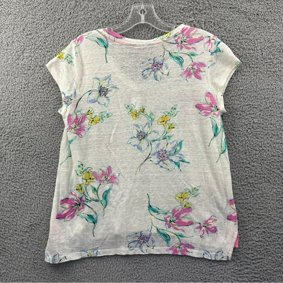 Rachel Rachel Roy V Neck Short Sleeve 100% Linen Shirt Floral Print‎ Women's S - Picture 3 of 6